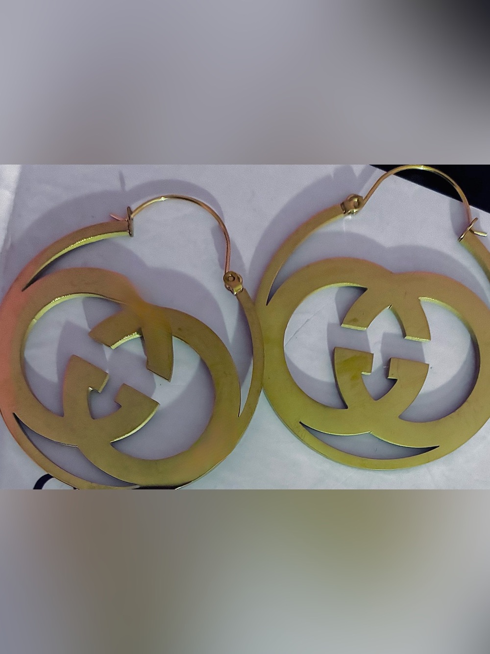 Gold Double G Interlocking Logo Hoop Earrings